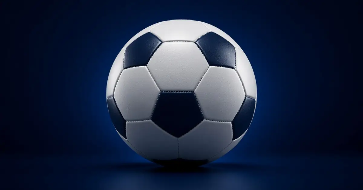 A leather football sits in a blue glow 4RaBet Betting.