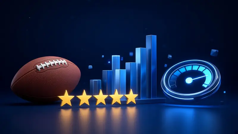 A leather football beside stars, bars, and a score ring 4RaBet Betting.