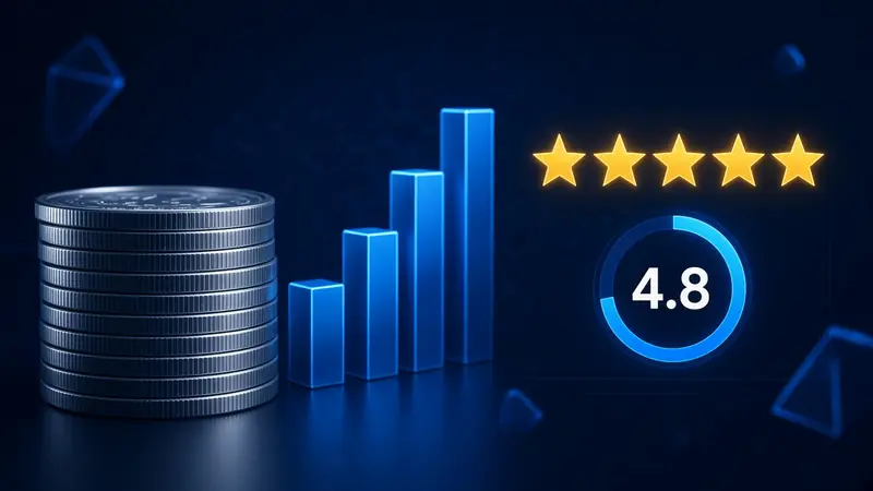 Silver coins beside rising bars, stars, and a score ring 4RaBet Deposit.